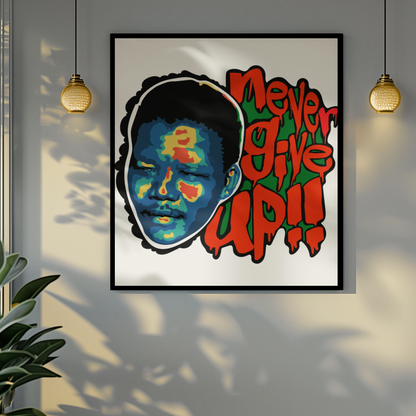 Mandela - Never Give Up! Wall Art