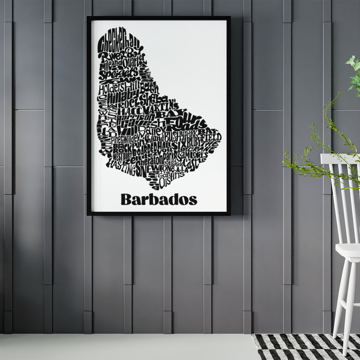 Barbados Map Wall Art