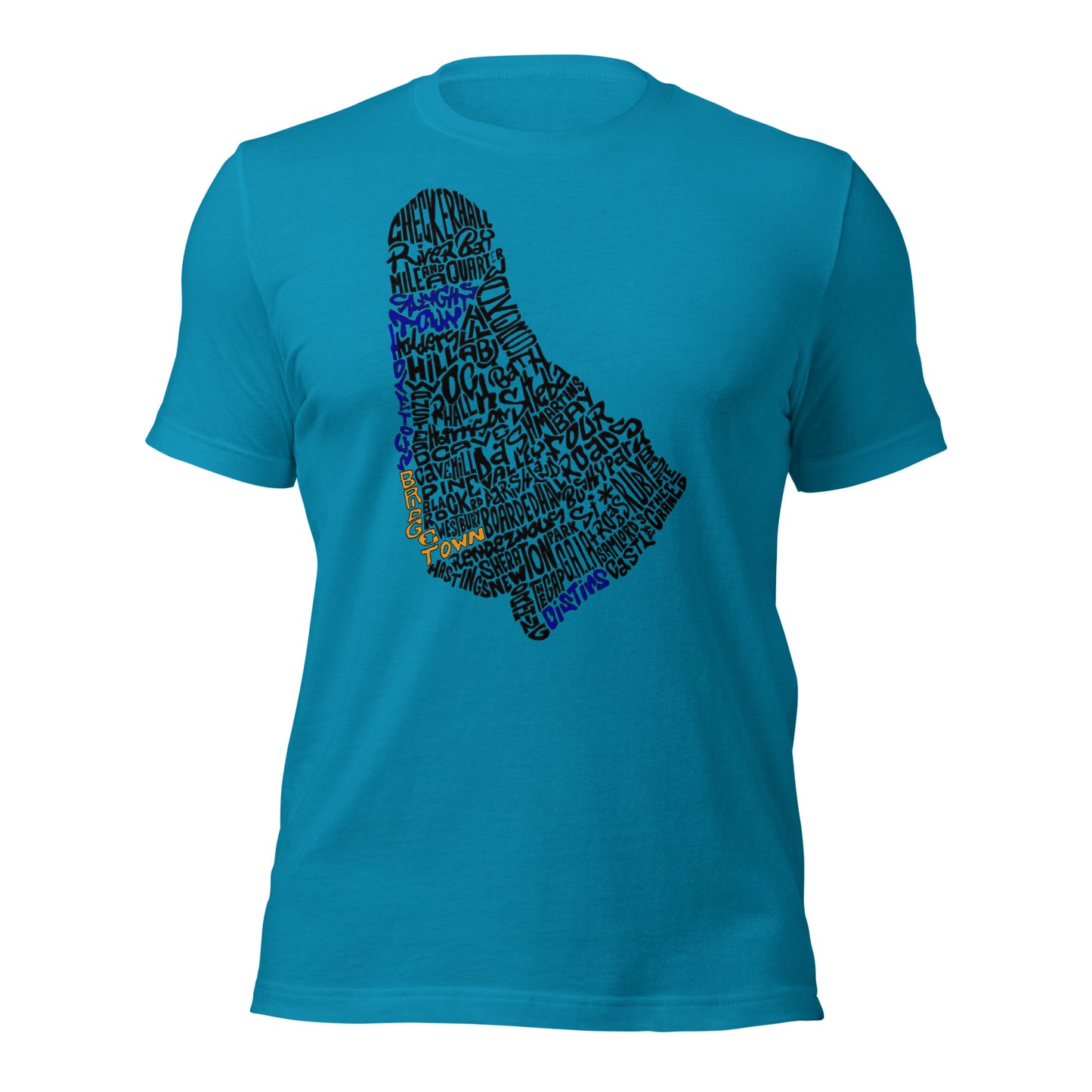 Barbados Word Map - Colored Unisex t-shirt