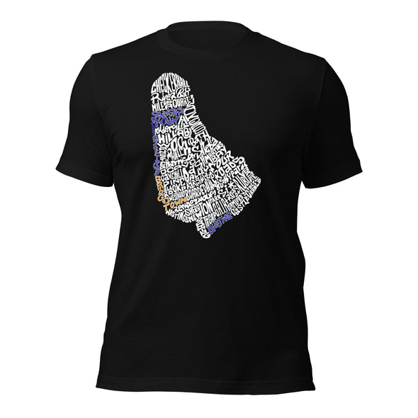 Barbados Word Map - Colored Unisex t-shirt