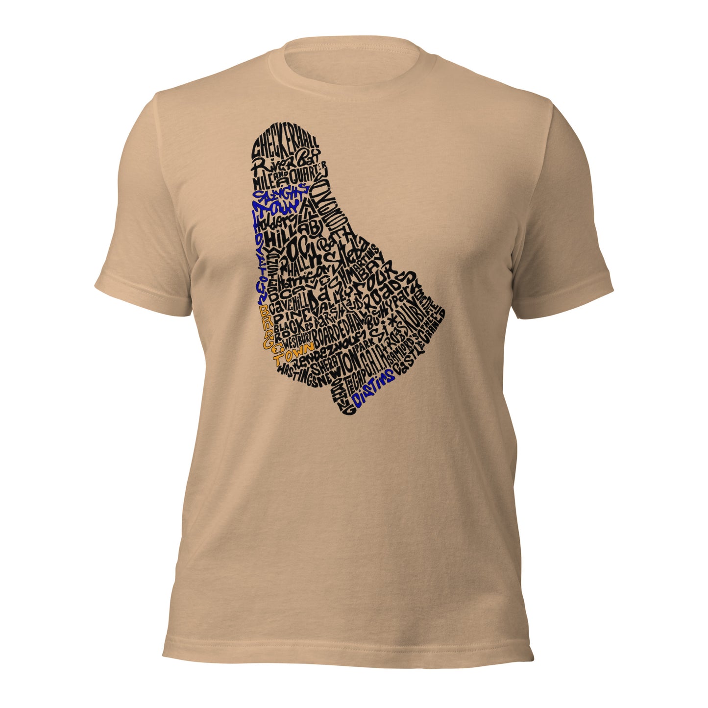 Barbados Word Map - Colored Unisex t-shirt