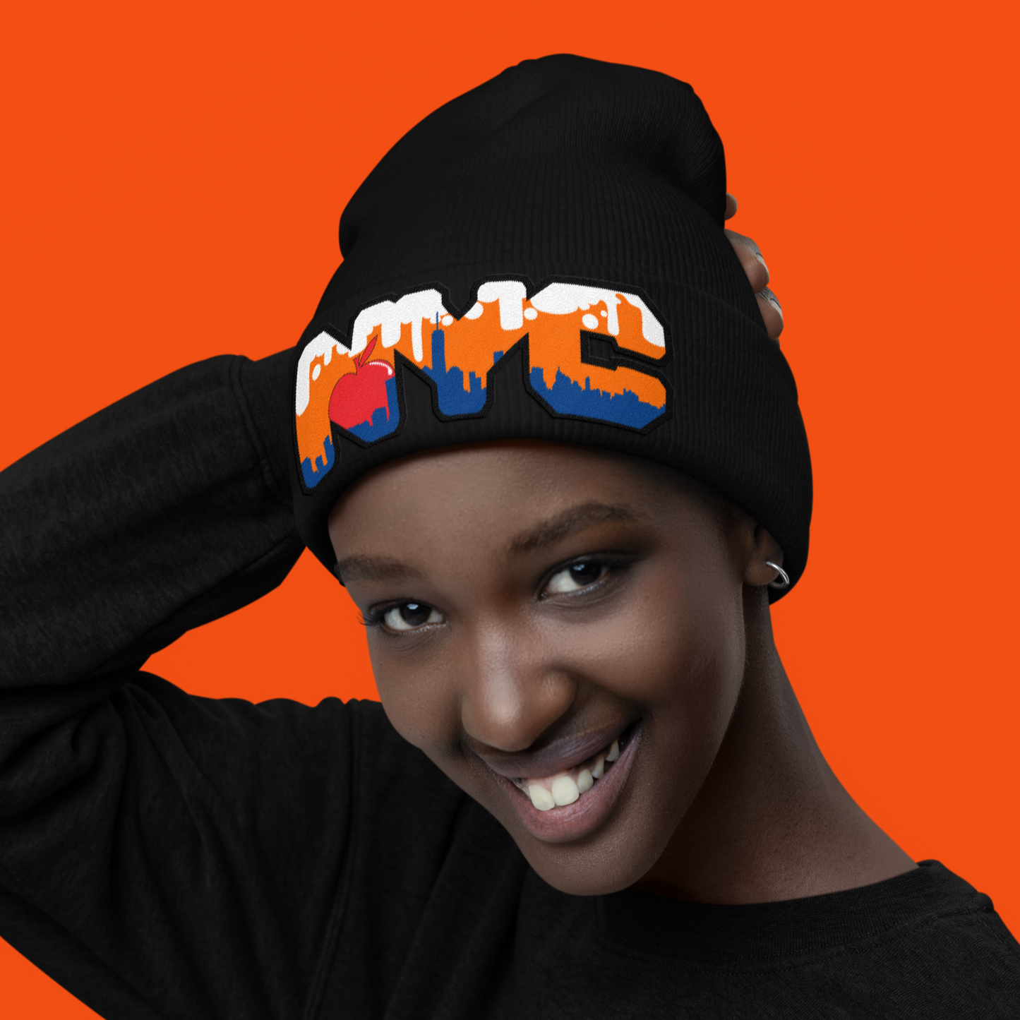 NYC Badge Cuffed Beanie